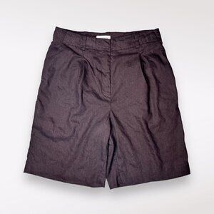 Nordstrom Black Linen Blend High Rise Tailored Shorts Size 2